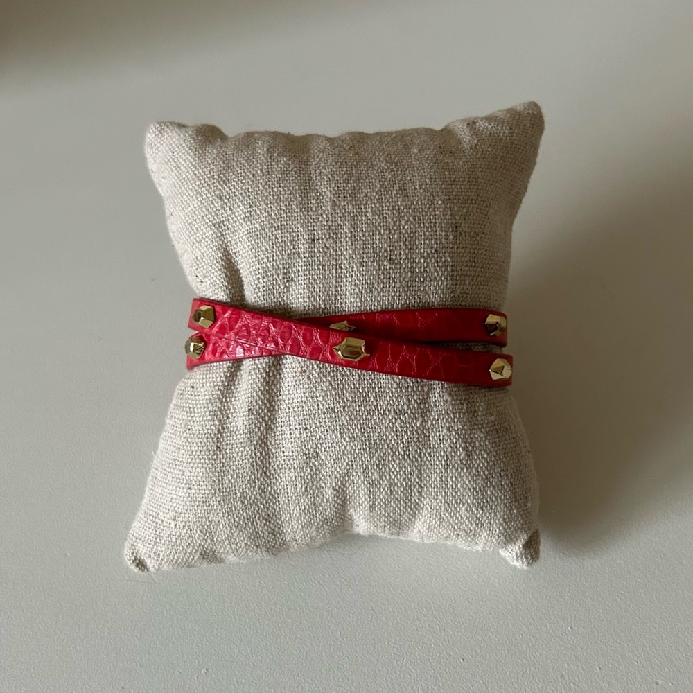 Stella and Dot Red Hudson Leather Wrap Bracelet